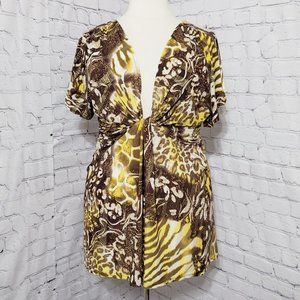 Gold Flava Animal Print Twist Front Tunic Top XL